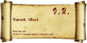 Vanek Ubul névjegykártya